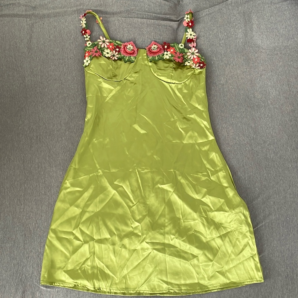 Commense floral satin short dress